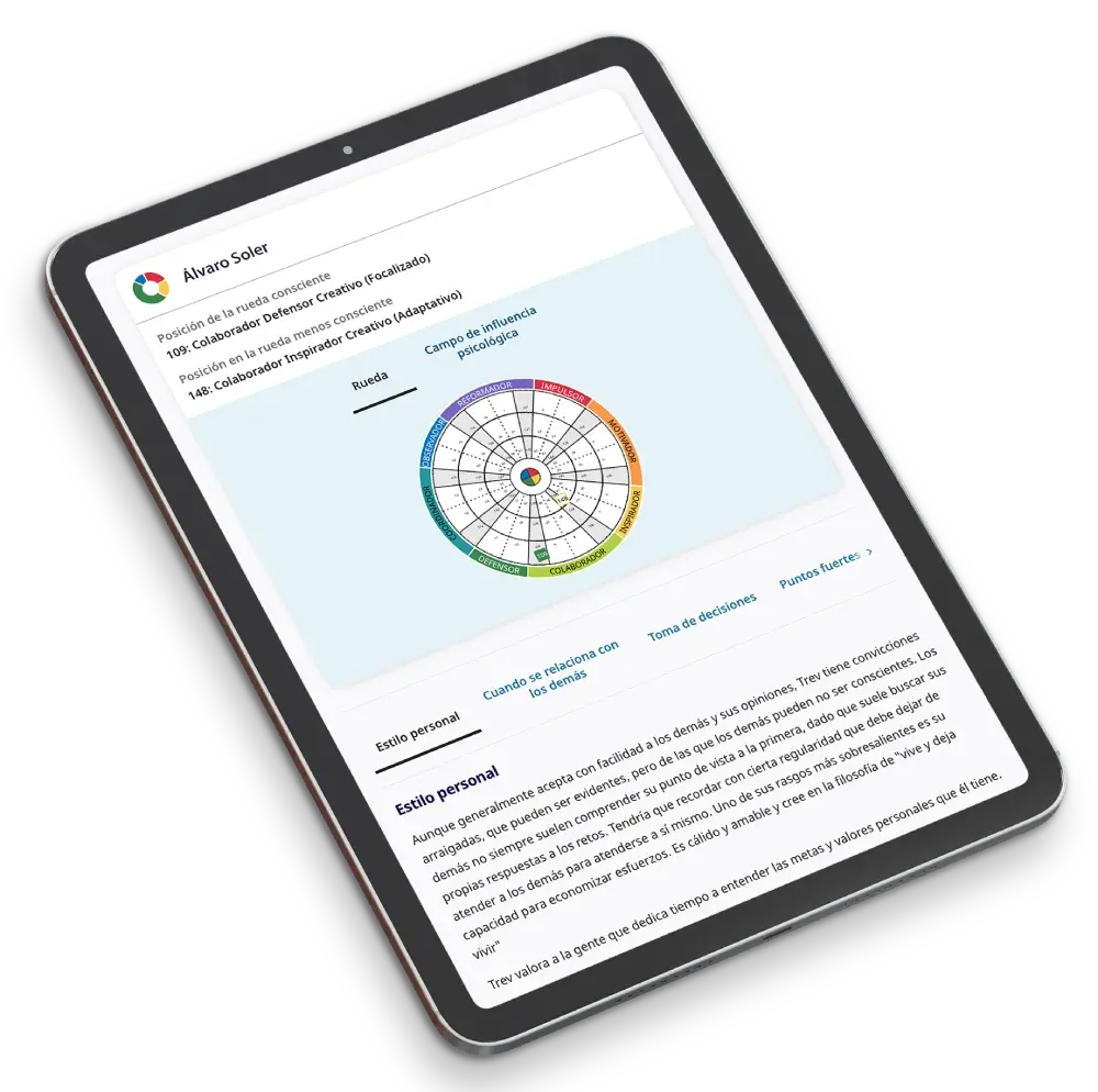 Insights Discovery Tablet View